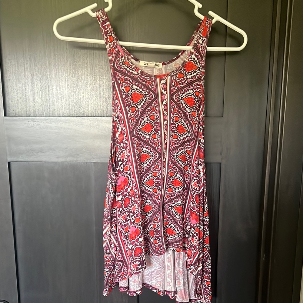 Billabong hi-low Pink and Red Patterned Sleeveless Top- Size M